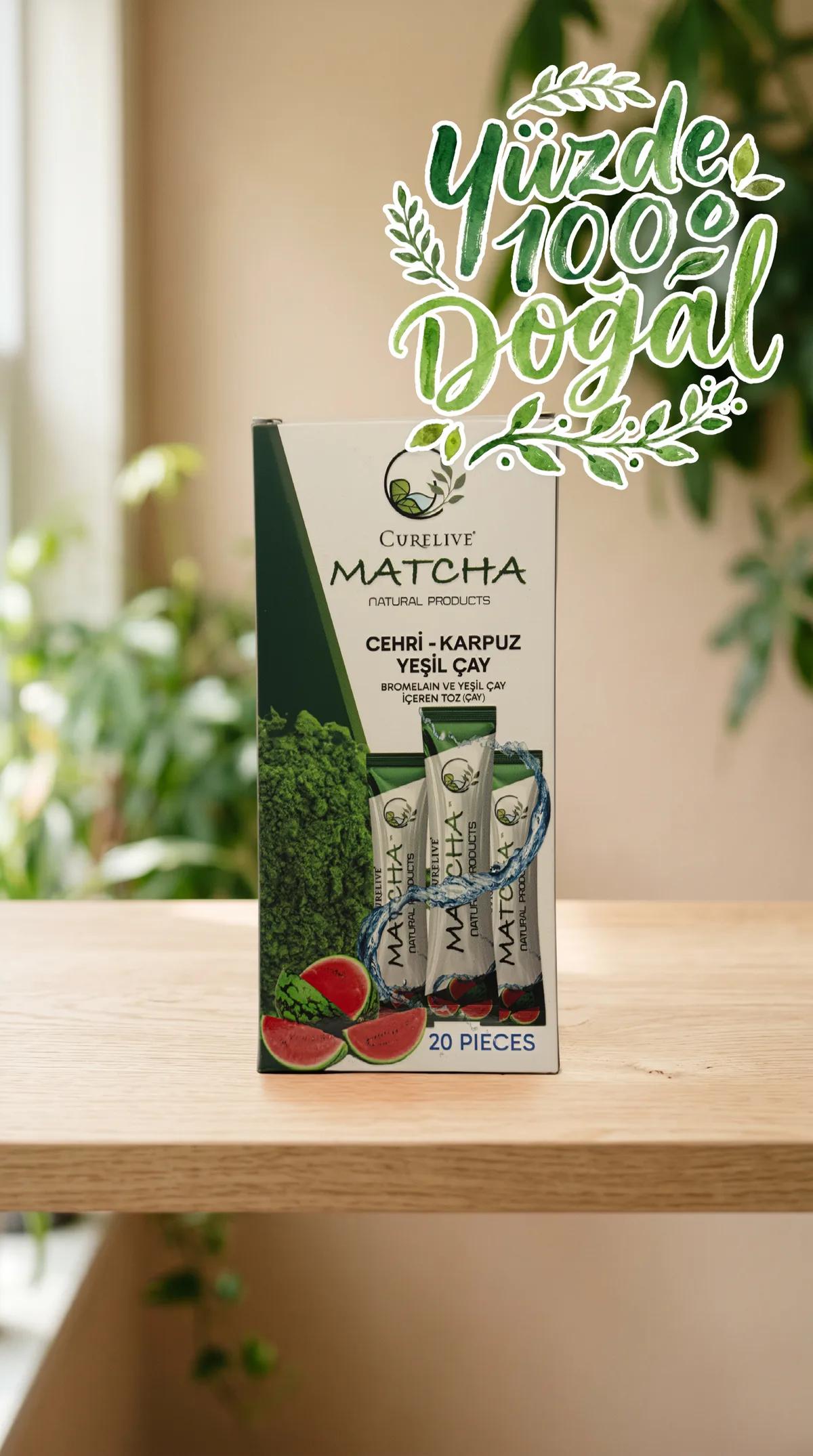 Curelive Matcha Karpuzlu Yeşil Çay Tozu | 20 Saşe