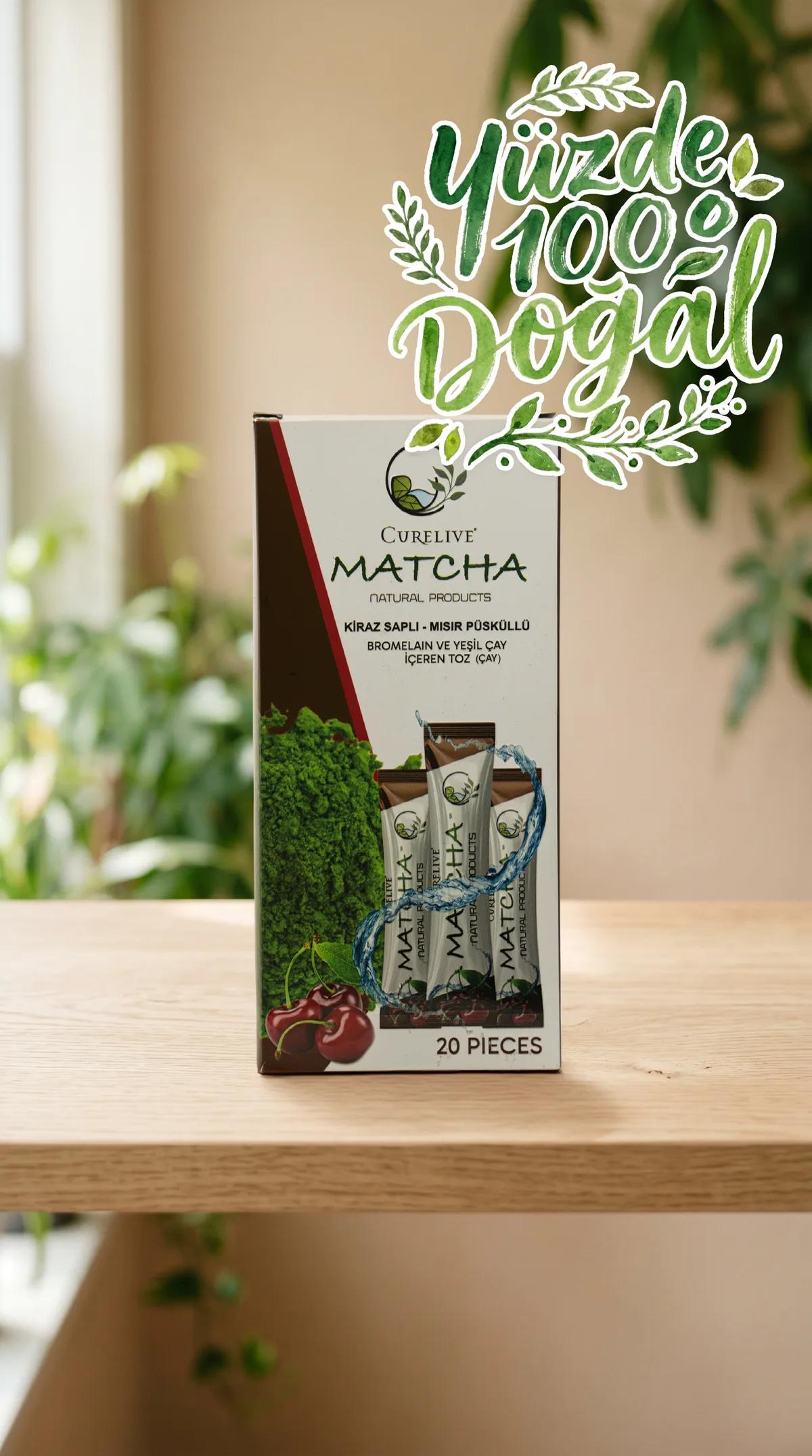 Curelive Matcha Kiraz Saplı Yeşil Çay Karışımı (20 Adet)