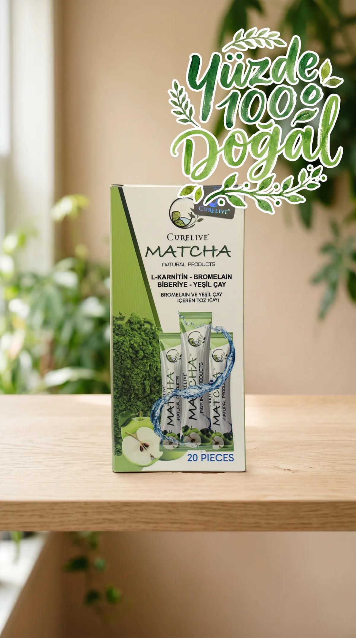 Curelive Matcha Elma Aromalı Karışımlı Toz İçecek