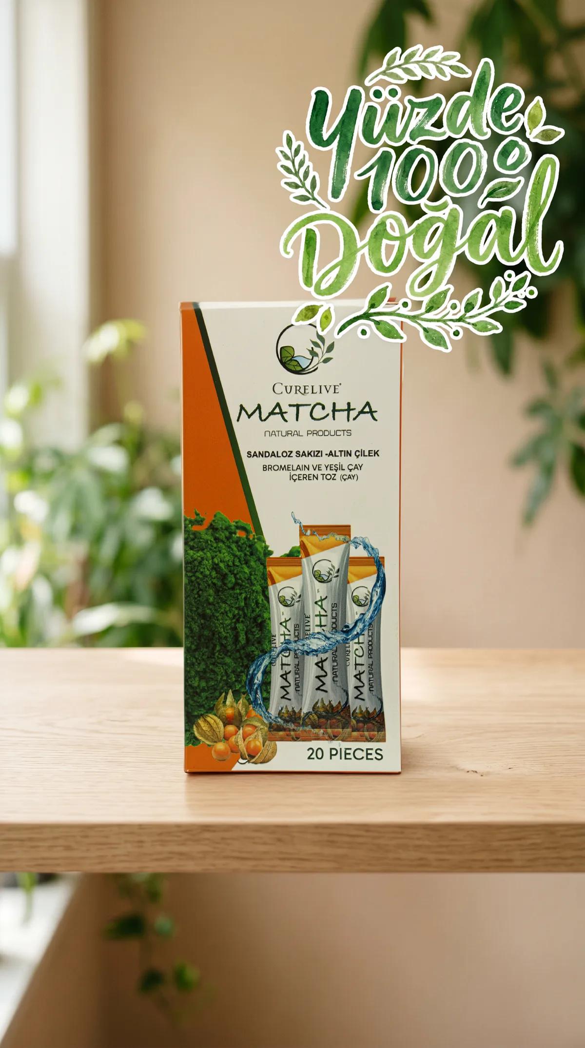 Curelive Matcha Sandaloz ve Altın Çilek Aromalı Karışımlı Toz İçecek