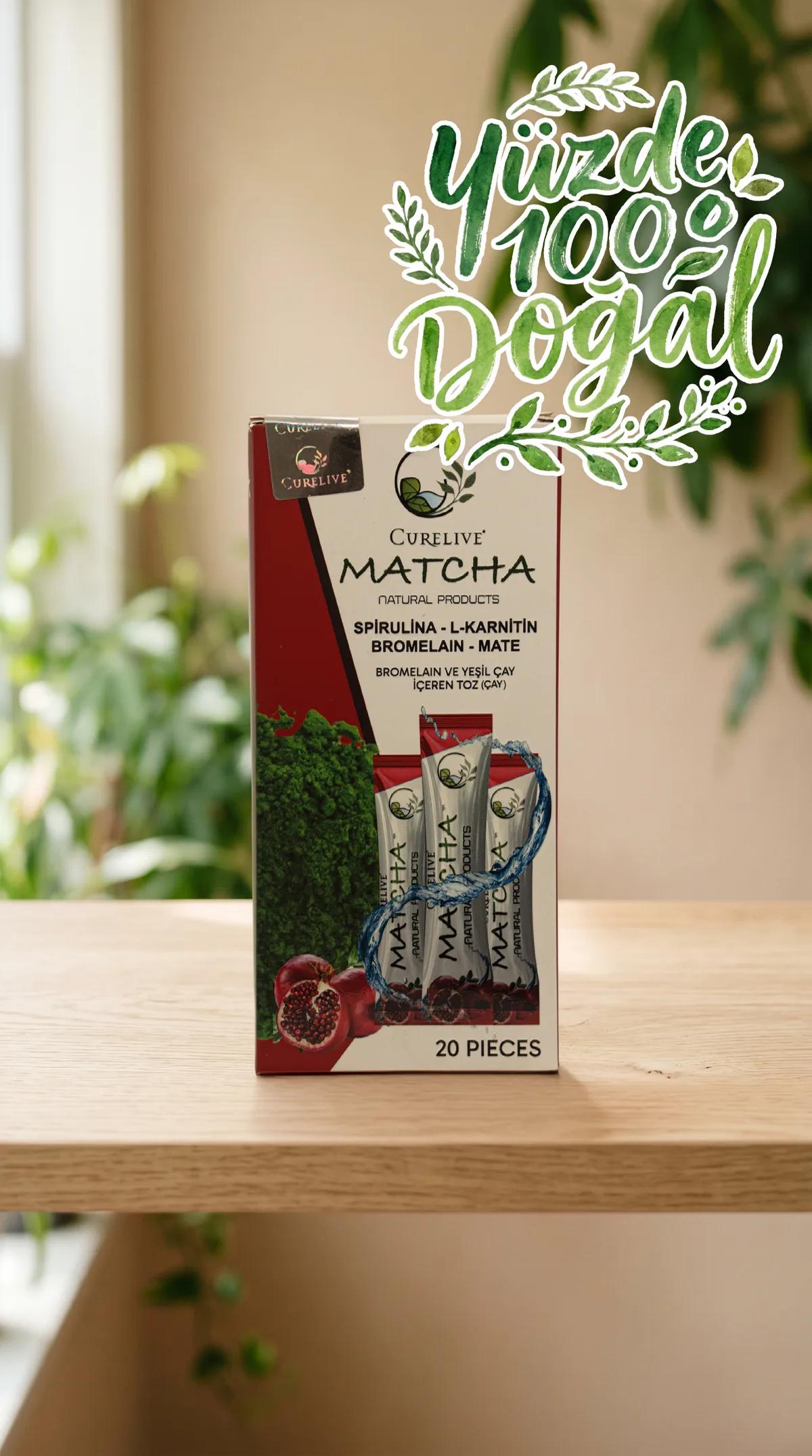 Curelive Matcha Narlı Aromalı Karışımlı Toz İçecek